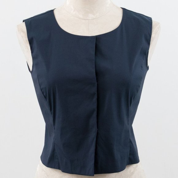 Oscar de la Renta RTW 4 Navy Blue Tailored Tank - Picture 8 of 8